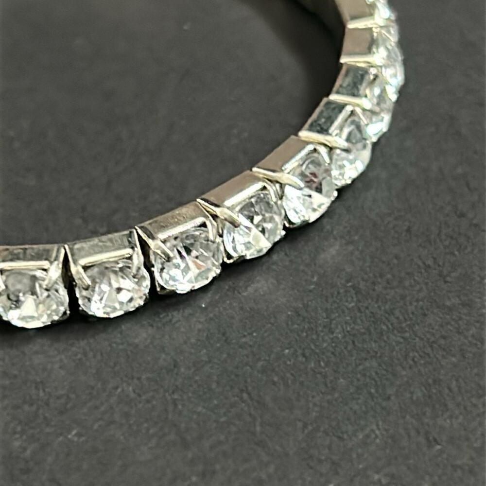 Women’s vintage silver tone dainty crystal bracelet‎ one size stretches - Picture 3 of 6